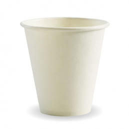 BioPak 8oz (90mm) Single Wall BioCup - White 