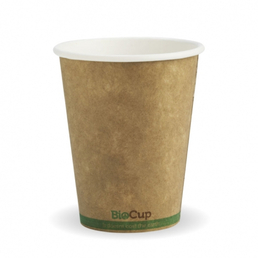 8oz (80mm) Single Wall BioCup - Kraft Green Stripe