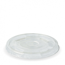 Biopak 300-700ml Clear Flat Clear Cup Lid (X Slot)