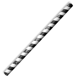 10mm Jumbo Bio Straw Black Stripe- 100Pk