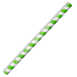 10mm Jumbo Bio Straw Green Stripe- 100Pk