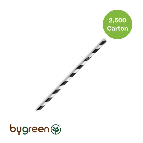 Regular Bio Straw- Black Stripe (6mm x 197mm)
