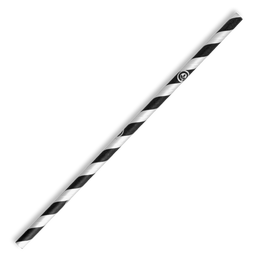 6mm Regular Bio Straw Black Stripe- 250Pk