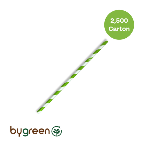Regular Bio Straw- Green Stripe (6mm x 197mm)