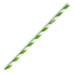 6mm Regular Bio Straw Green Stripe- 250Pk