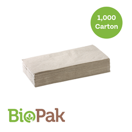 BioPak 2-Ply 1/8 Fold Quilted Dinner Napkin- Kraft