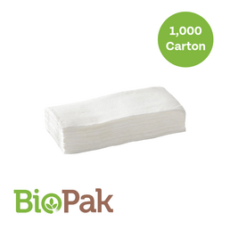 BioPak 2-Ply 1/8 Fold Quilted Dinner Bio Napkin- White 