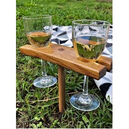 Timber Wine Glass Holder for Two with Glasses