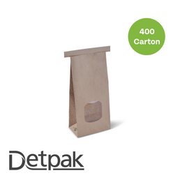 Eco Medium Window Tin-Tie Bag- Brown (246x115x72)