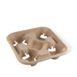 Detpak Endura 4 Cup Drink Tray Pulp Moulded -Brown