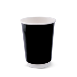 12oz Combo Smooth Double Wall (86mm) Coffee Cup- Black 