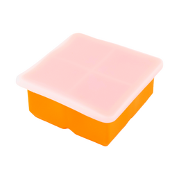 Ice Mould Large Cube Tray of 4 With Lid- Orange