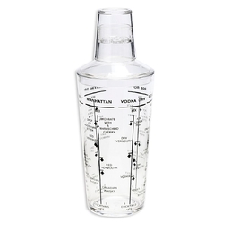 Cocktail Shaker 3pc Acrylic with Recipes 530ml