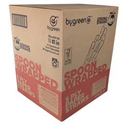 5 Ply Spoon Paper Straw Wrapped - Mixed Colours (8.5X235mm) - 1000 Individually Packed