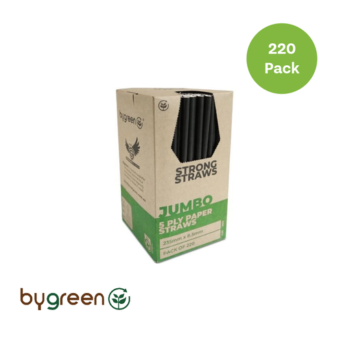 5PLY Paper Straw Jumbo- Black (8.5x235mm)