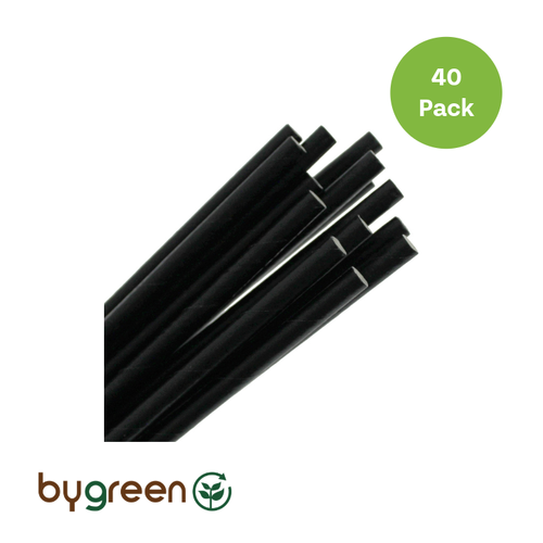 Regular Paper Straws - Black 