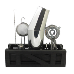 Cocktail Kit with Black Wooden Stand