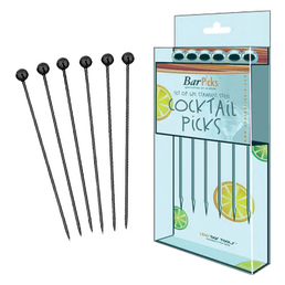 Uber BarPick Ball Cocktail Picks Black - 6 Pack