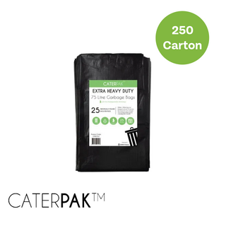 Caterpak 75L Heavy Duty Garbage Bags - Flat Pack 250/Carton
