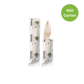 Wooden cutlery Set- Knife, Fork, Napkin 400/Carton 