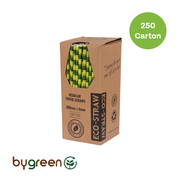 Paper Regular Straw - Bamboo Design