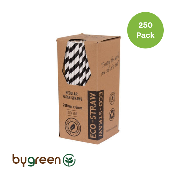 Regular Paper Straws- Black & White Stripe 