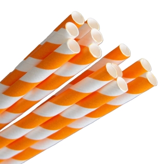 Paper Regular Straw - Orange Stripe- 250Pk