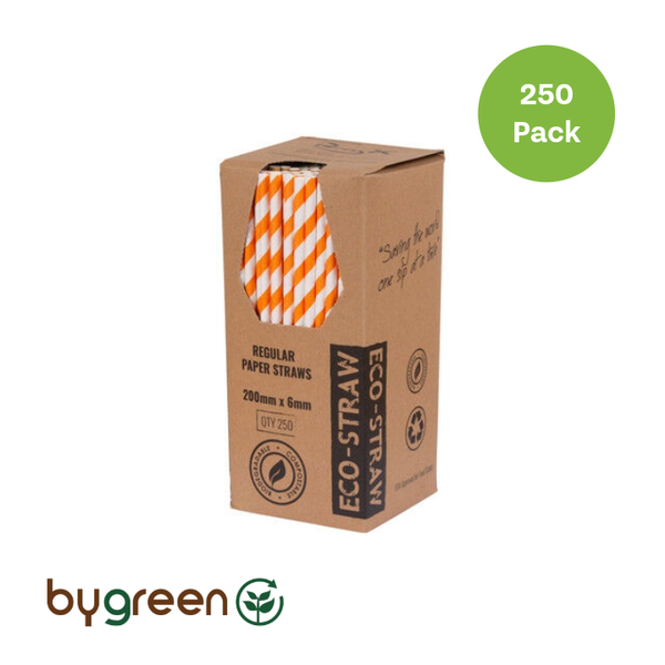 Paper Regular Straw - Orange Stripe