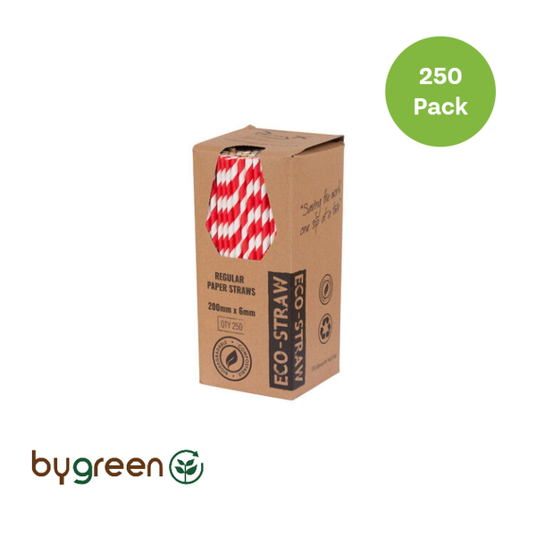 Paper Regular Straw - Red Stripe