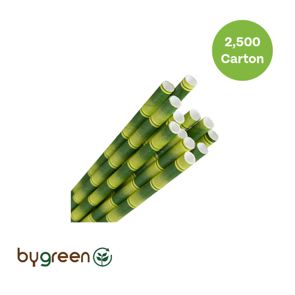 Paper Regular Straw - Bamboo Print 