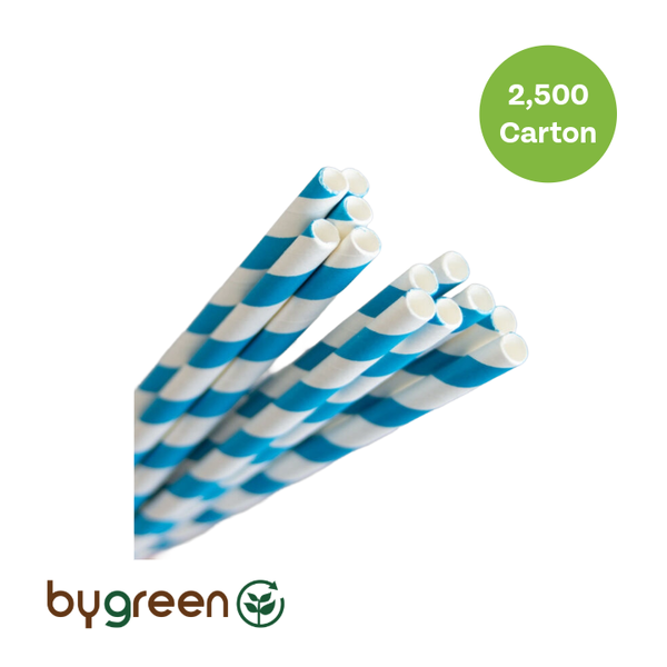 Paper Regular Straw - Blue Stripe 