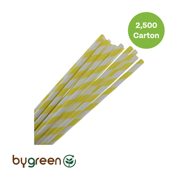 Paper Regular Straw - Yellow Stripe