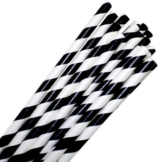 Paper Straws Black/White Stripe Pack 40
