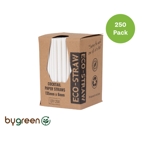 Paper Cocktail Straws - White 250Pk