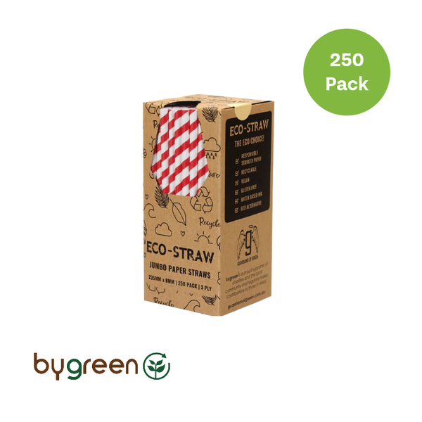 Paper Jumbo Straw - Red Stripe (235mm)