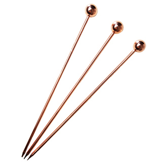 Cocktail Pick Steel Ball Top Copper Pack of 10
