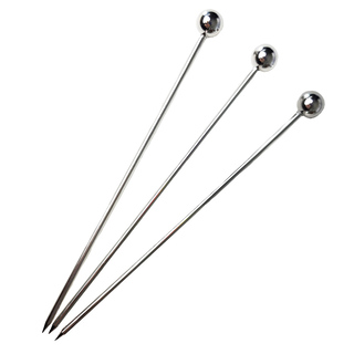 Cocktail Pick Steel Ball Top Chrome Pack of 10