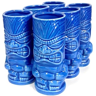 Ceramic Tiki Mug Blue Fury 450ml Pack of 6