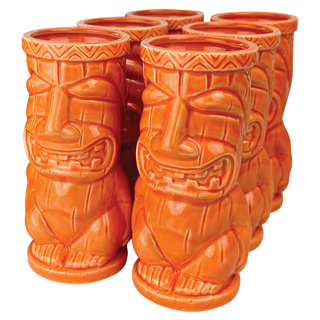 Ceramic Tiki Mug King Orange 450ml Pack of 6