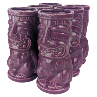 Ceramic Tiki Mug King Purple 450ml Pack of 6