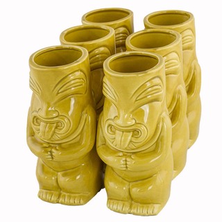 Ceramic Tiki Mug Pele Yellow Pack of 6