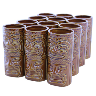 Ceramic Tiki Mug Totem 2 Brown Pack of 12