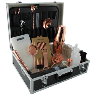 Cocktail Kit 20 Piece Case Copper Engraved Boston Shaker