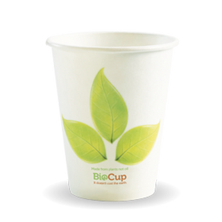 BioPak 8oz (80mm) Single Wall Biocup - Leaf Design 