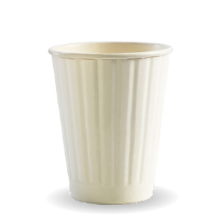 BioPak 8oz (80mm) Double Wall BioCup - White 1000/Carton