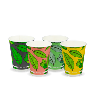 Cold Paper BioCup 390ml/12oz (90mm) Mixed Leaf Designs 