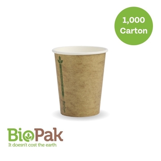 8oz (80mm) Single Wall BioCup - Kraft Green Line