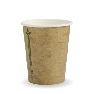 8oz (80mm) Single Wall BioCup - Kraft Green Line
