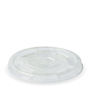 Biopak 300-700ml Clear Flat Clear Cup Lid (X Slot)