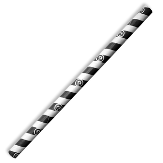 10mm Jumbo Bio Straw Black Stripe- 100Pk